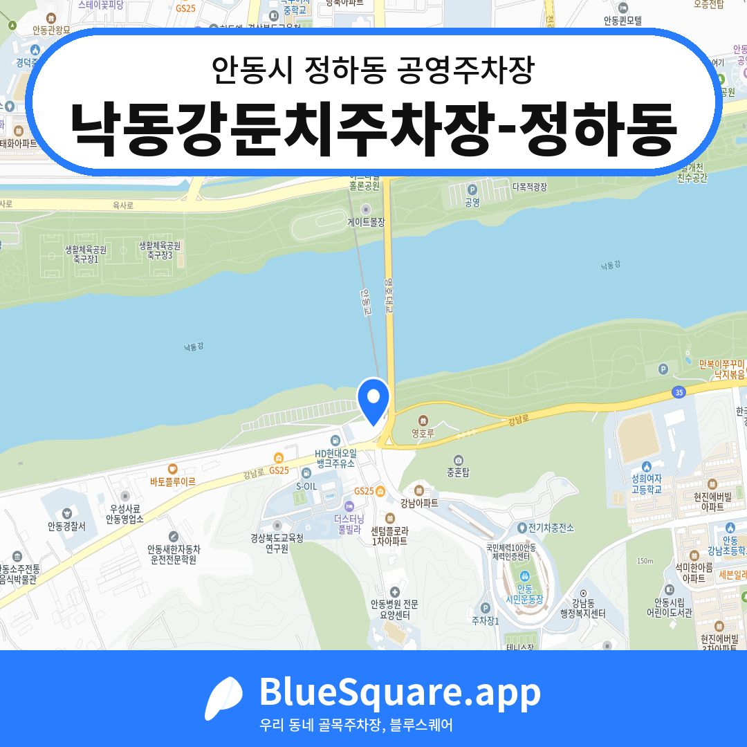 낙동강둔치주차장-정하동 위치 지도 — 경북 안동시 정하동 | 블루스퀘어 주차