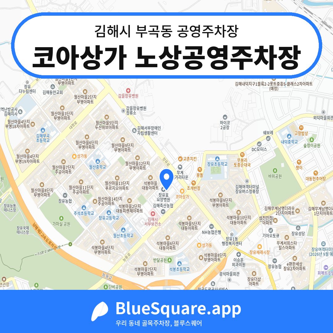 코아상가 노상공영주차장 위치 지도 — 경남 김해시 부곡동 | 블루스퀘어 주차