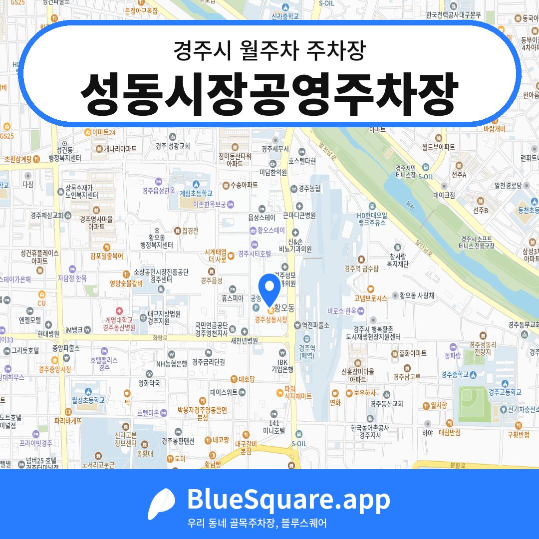 성동시장공영주차장 위치 지도 — 경북 경주시 | 블루스퀘어 주차