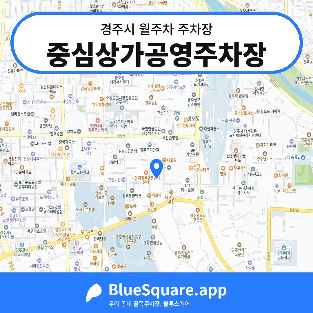 중심상가공영주차장 위치 지도 — 경북 경주시 | 블루스퀘어 주차