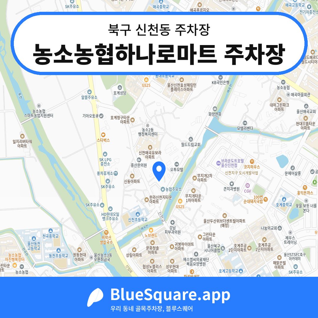 농소농협하나로마트 주차장 위치 지도 — 울산 북구 신천동 | 블루스퀘어 주차