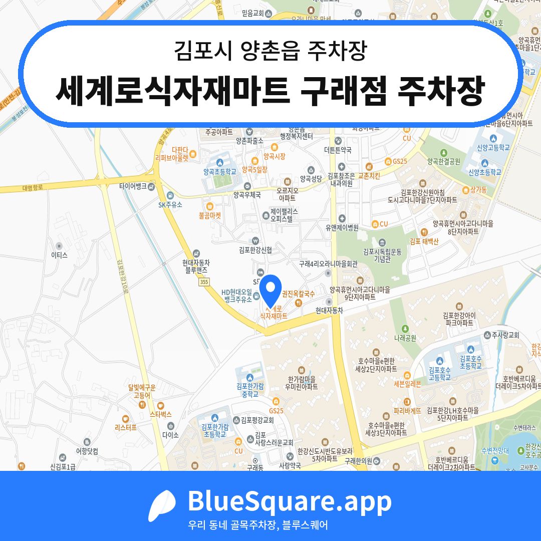 세계로식자재마트 구래점 주차장 위치 지도 — 경기 김포시 양촌읍 | 블루스퀘어 주차