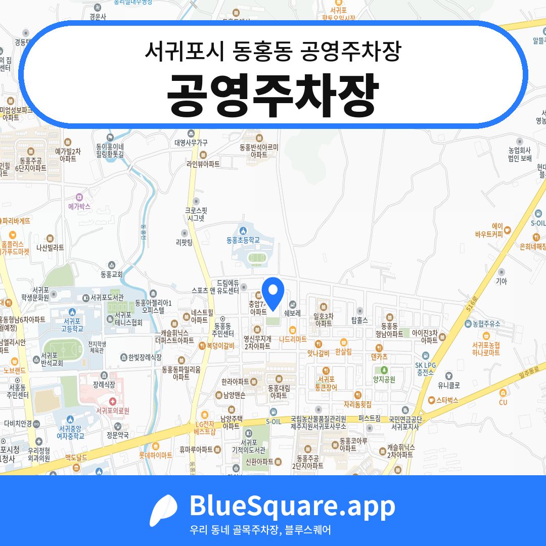공영주차장 위치 지도 — 제주 서귀포시 동홍동 | 블루스퀘어 주차