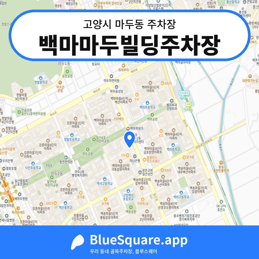 백마마두빌딩주차장 위치 지도 — 경기 고양시 마두동 | 블루스퀘어 주차