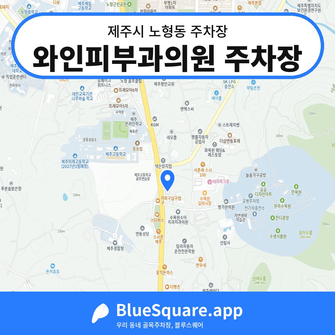 와인피부과의원 주차장 위치 지도 — 제주 제주시 노형동 | 블루스퀘어 주차