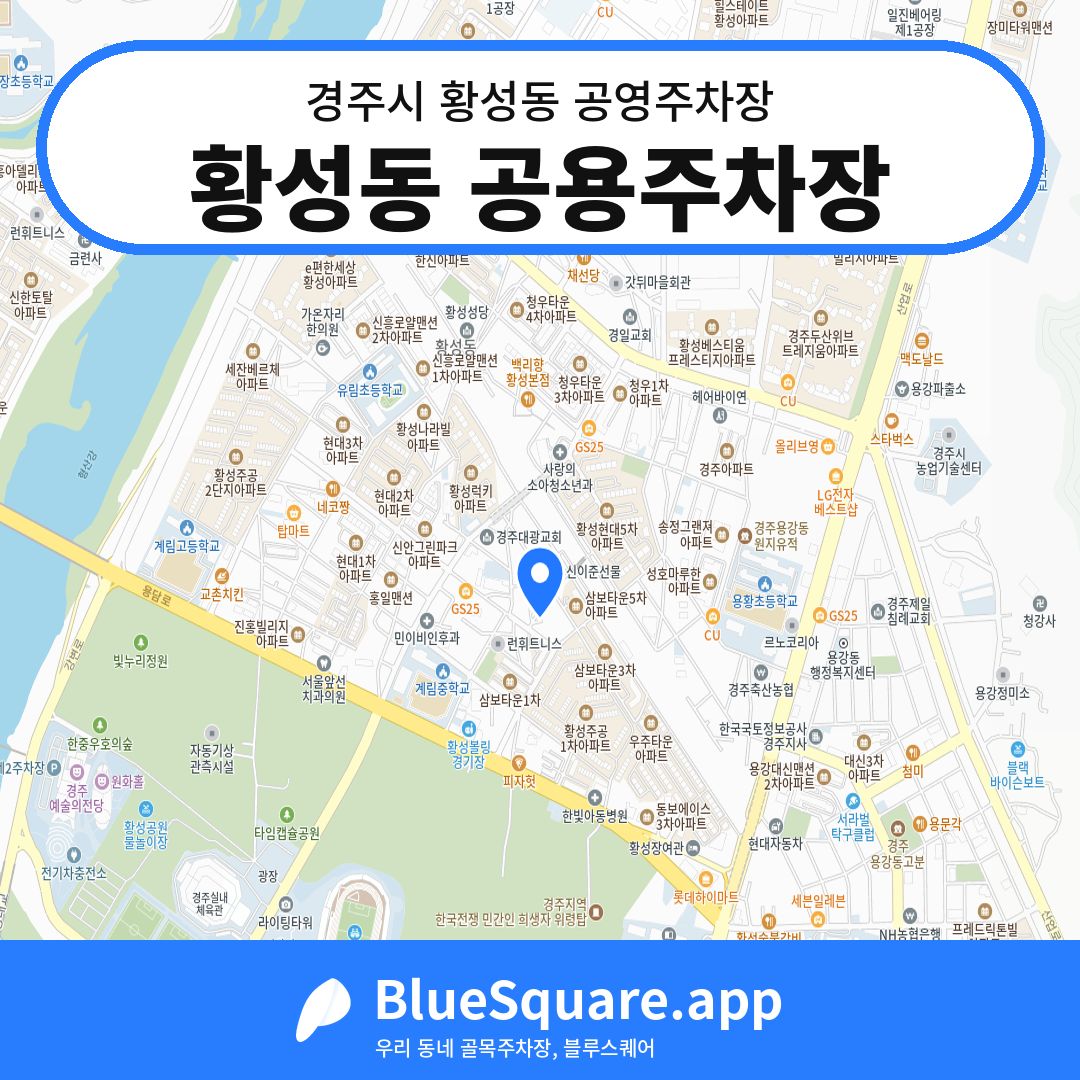 황성동 공용주차장 위치 지도 — 경북 경주시 황성동 | 블루스퀘어 주차
