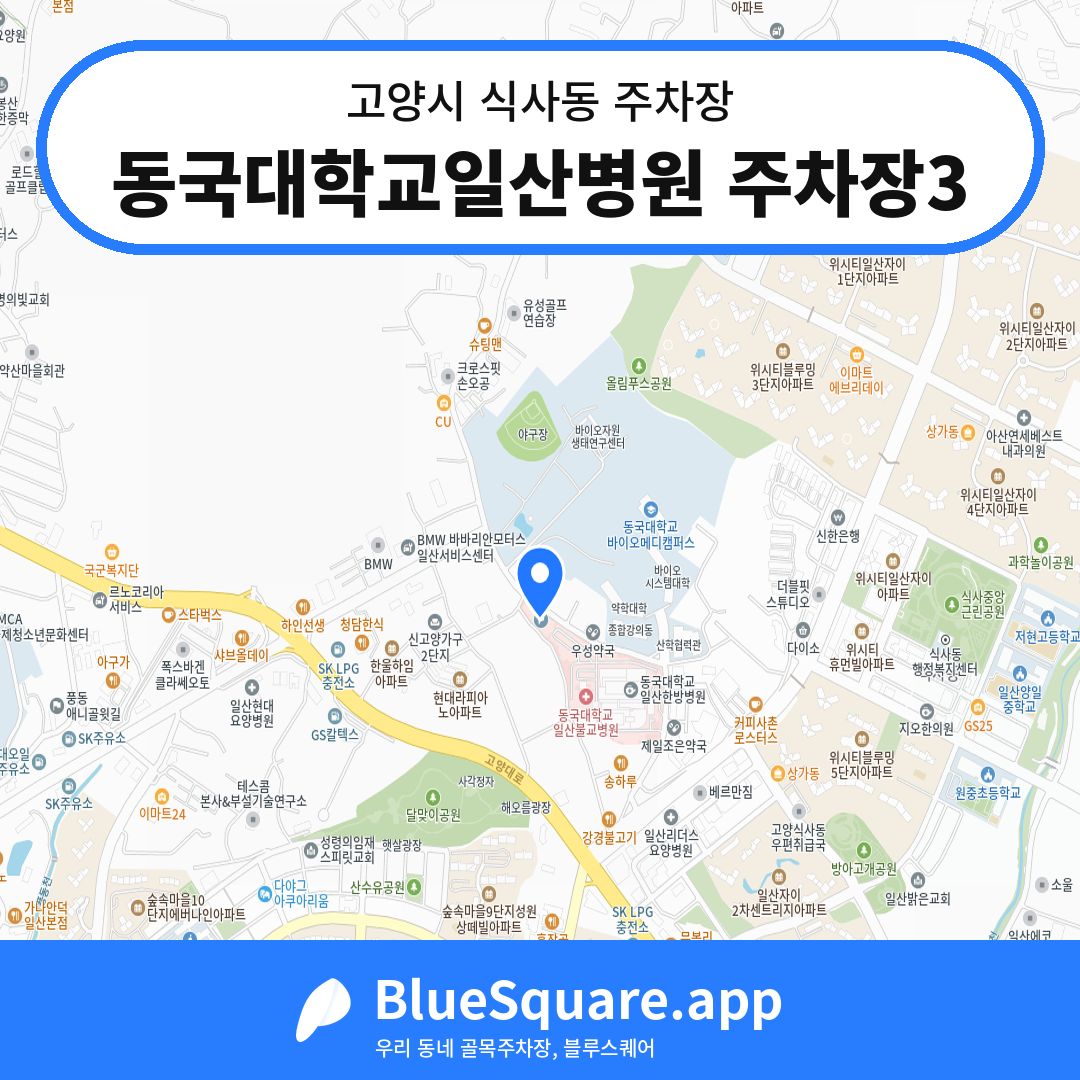 동국대학교일산병원 주차장3 위치 지도 — 경기 고양시 식사동 | 블루스퀘어 주차