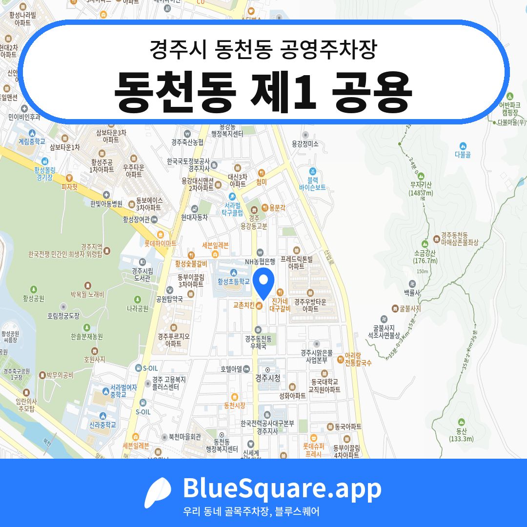 동천동 제1 공용 위치 지도 — 경북 경주시 동천동 | 블루스퀘어 주차