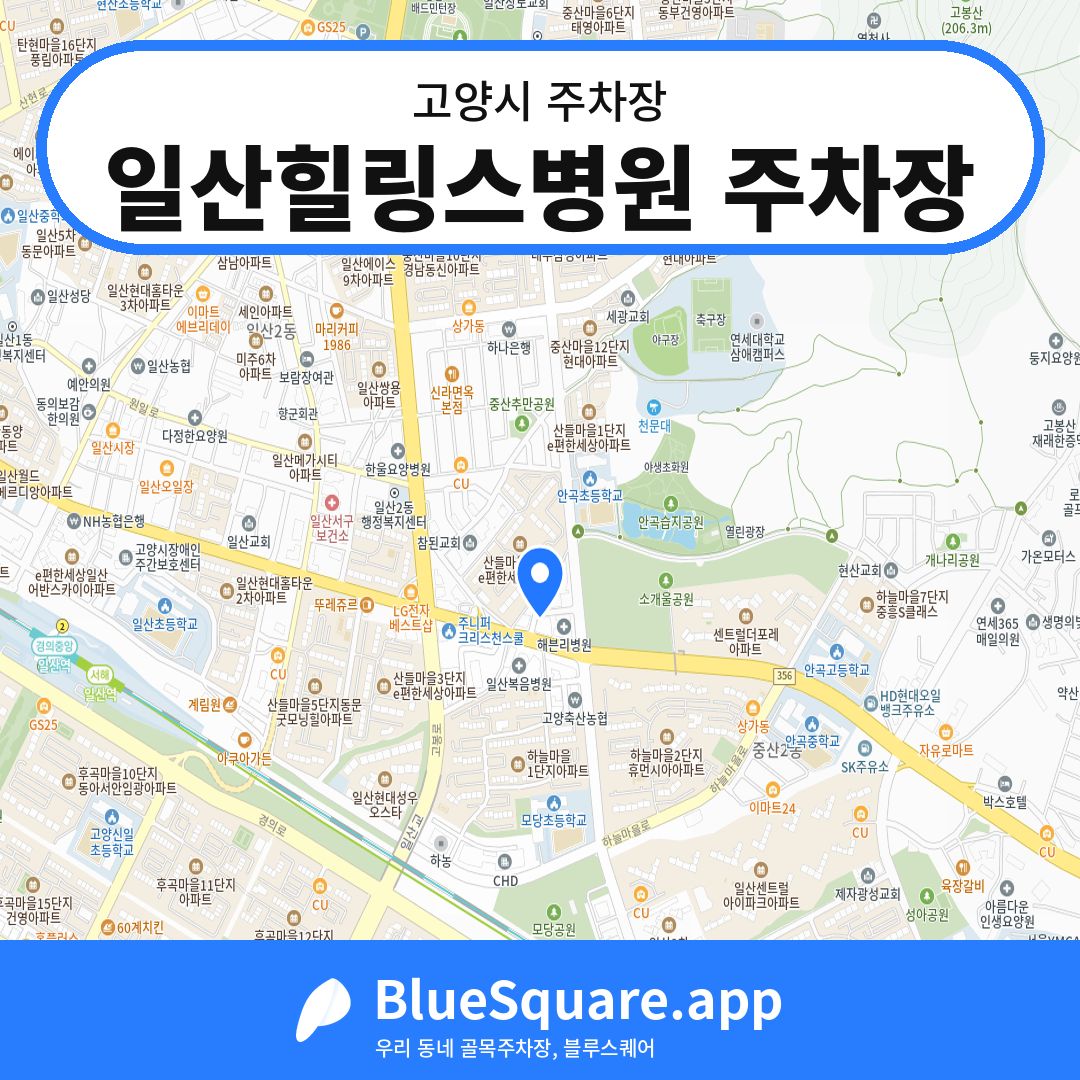 일산힐링스병원 주차장 위치 지도 — 경기 고양시 | 블루스퀘어 주차