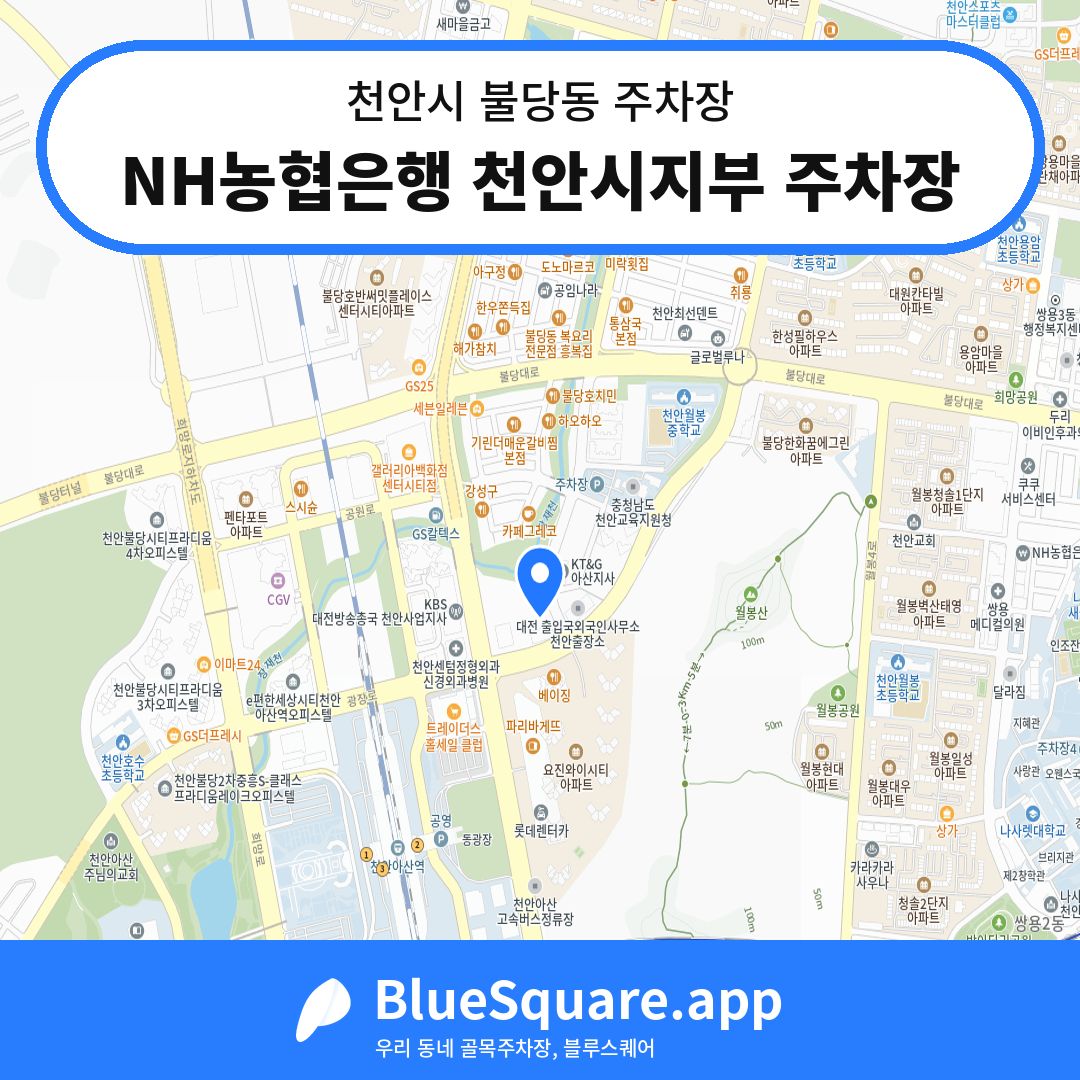 NH농협은행 천안시지부 주차장 위치 지도 — 충남 천안시 불당동 | 블루스퀘어 주차