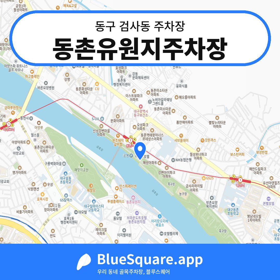 동촌유원지주차장 위치 지도 — 대구 동구 검사동 | 블루스퀘어 주차