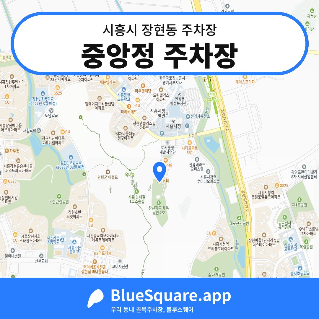 중앙정 주차장 위치 지도 — 경기 시흥시 장현동 | 블루스퀘어 주차