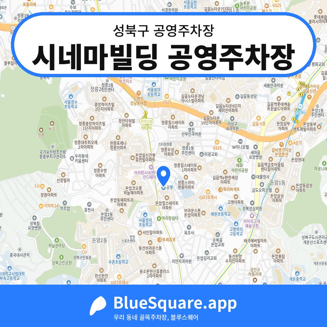 시네마빌딩 공영주차장 위치 지도 — 서울 성북구 | 블루스퀘어 주차
