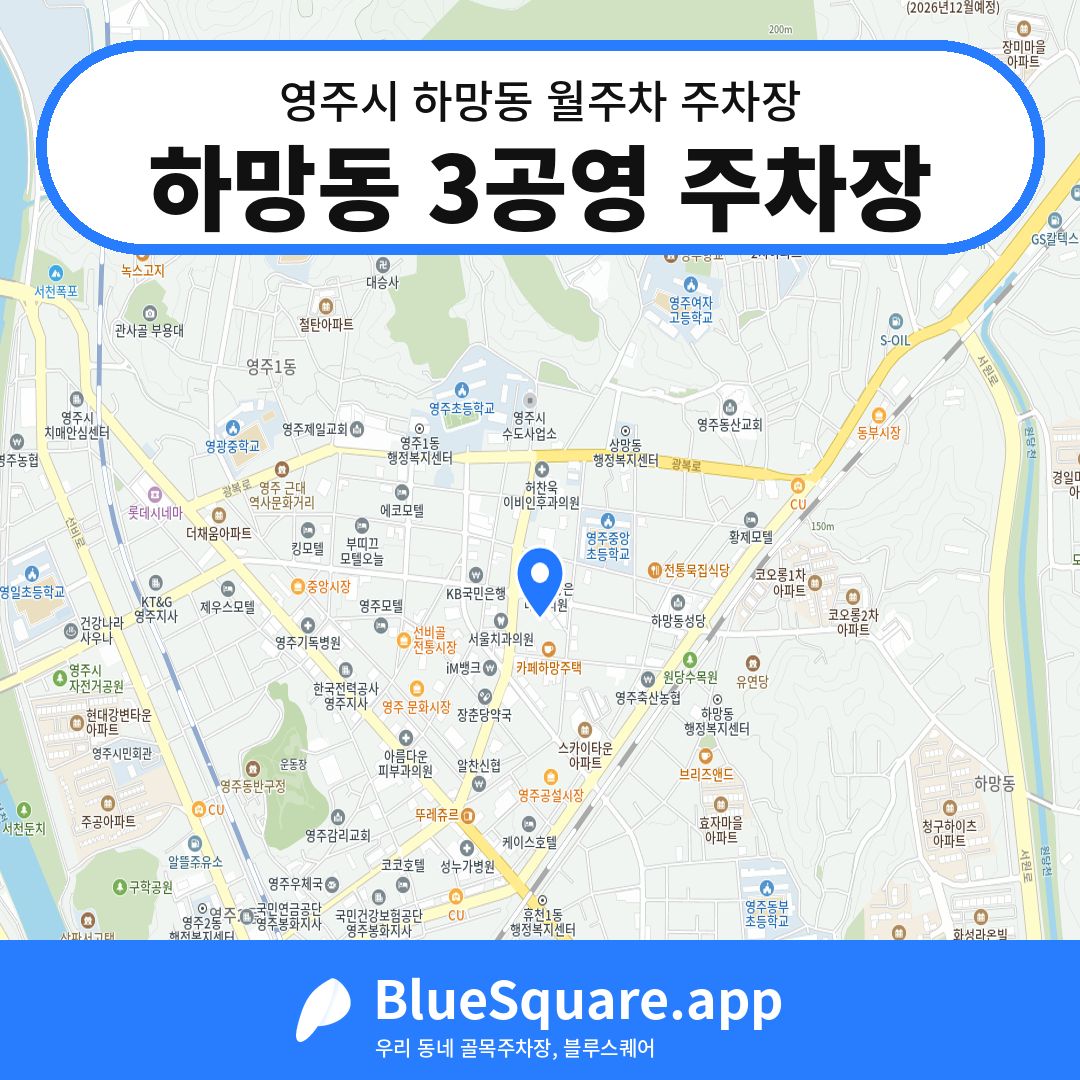 하망동 3공영 주차장 위치 지도 — 경북 영주시 하망동 | 블루스퀘어 주차