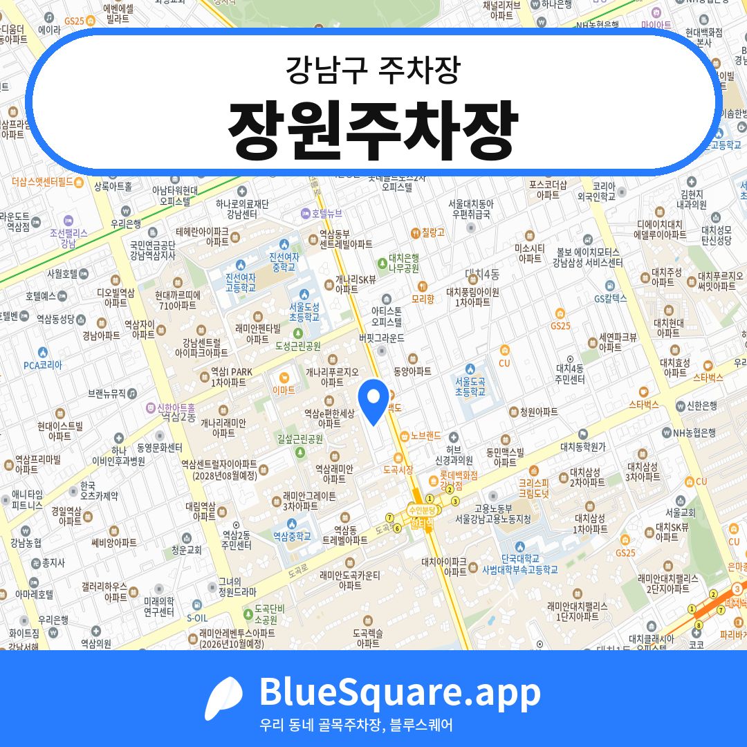 장원주차장 위치 지도 — 서울 강남구 | 블루스퀘어 주차