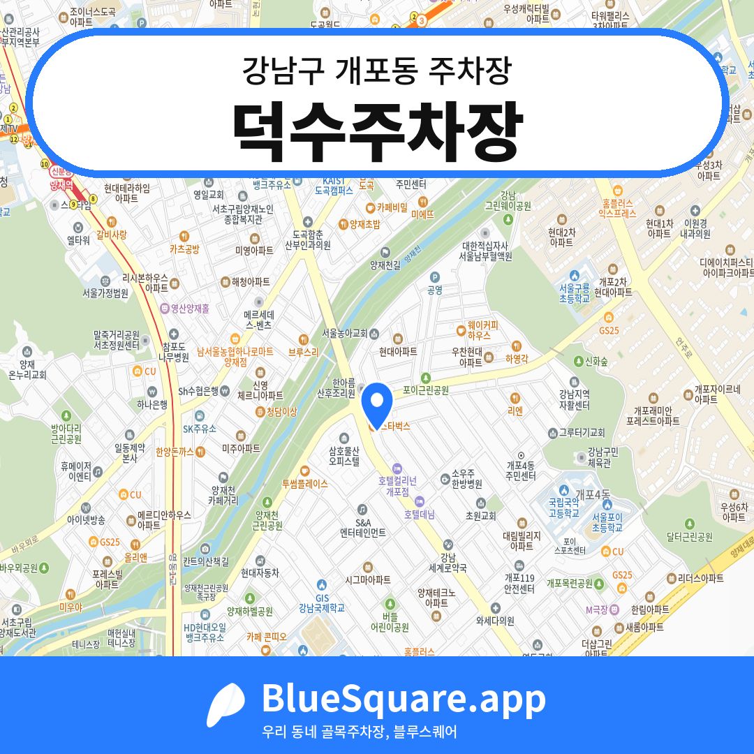 덕수주차장 위치 지도 — 서울 강남구 개포동 | 블루스퀘어 주차