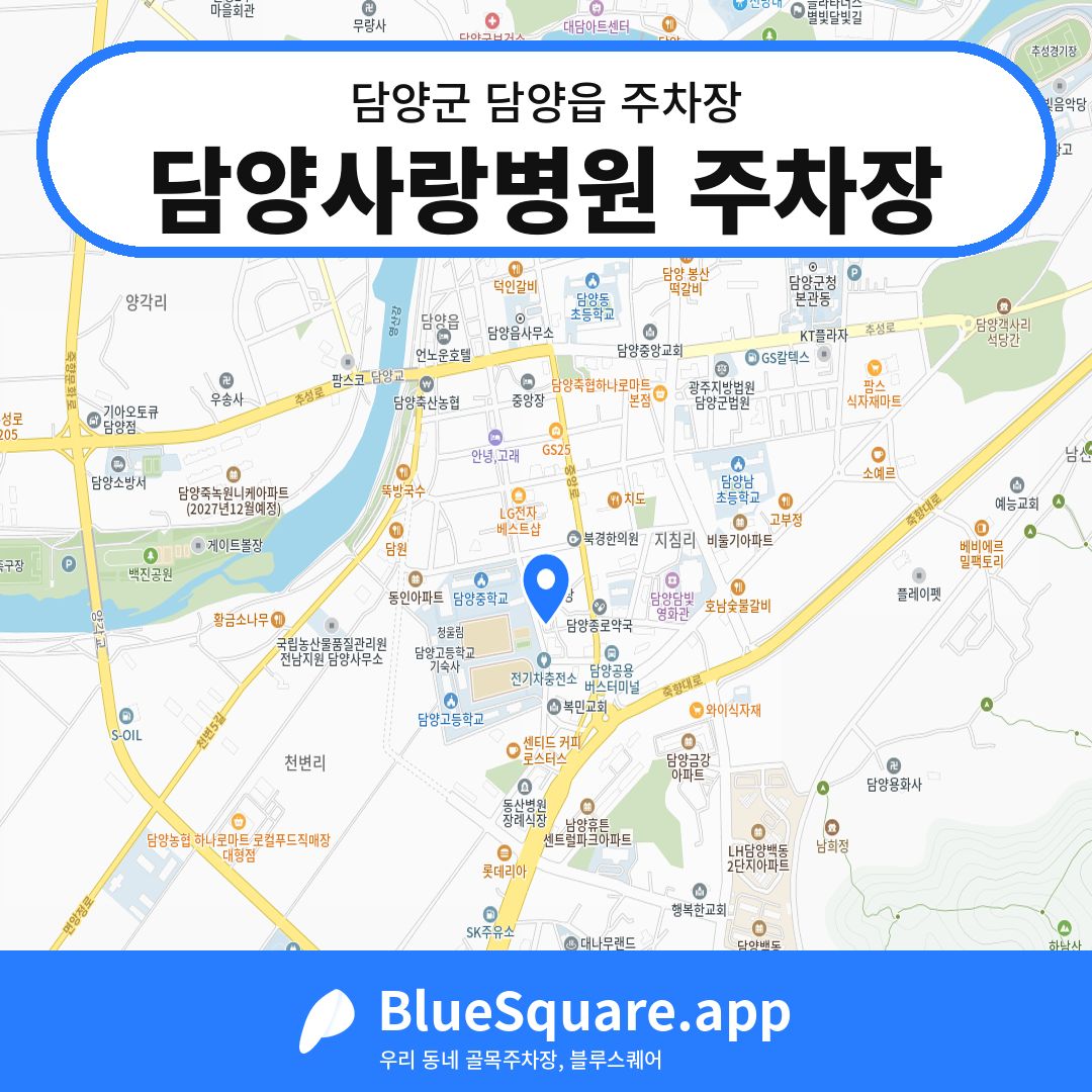 담양사랑병원 주차장 위치 지도 — 전남 담양군 담양읍 | 블루스퀘어 주차