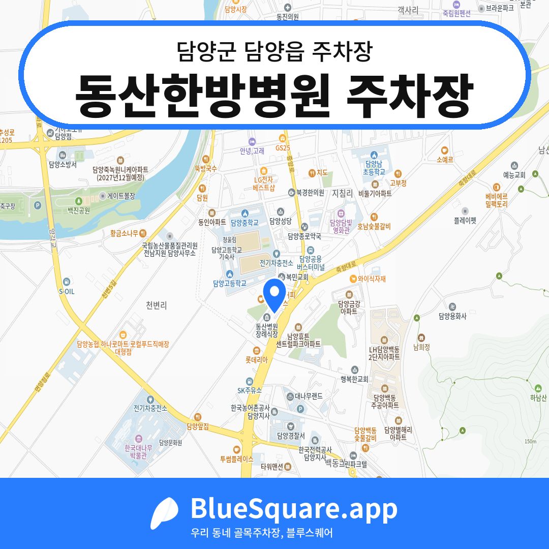동산한방병원 주차장 위치 지도 — 전남 담양군 담양읍 | 블루스퀘어 주차