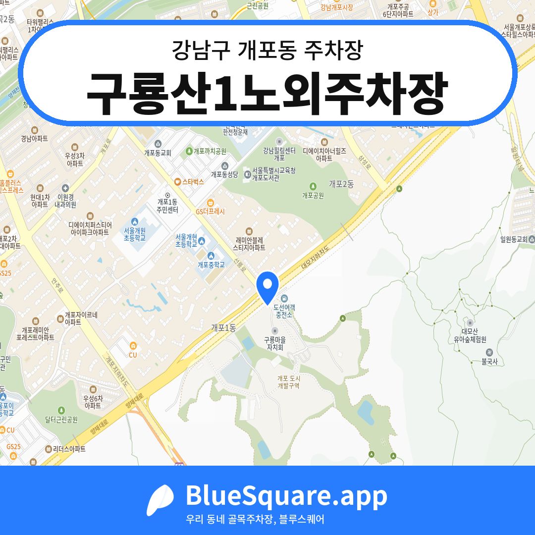 구룡산1노외주차장 위치 지도 — 서울 강남구 개포동 | 블루스퀘어 주차