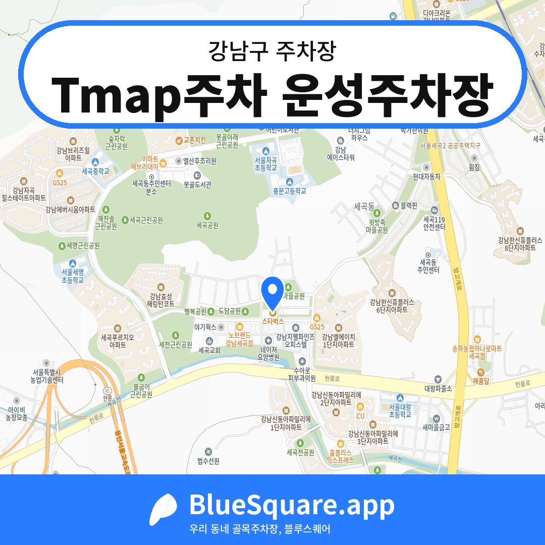 Tmap주차 운성주차장 위치 지도 — 서울 강남구 | 블루스퀘어 주차