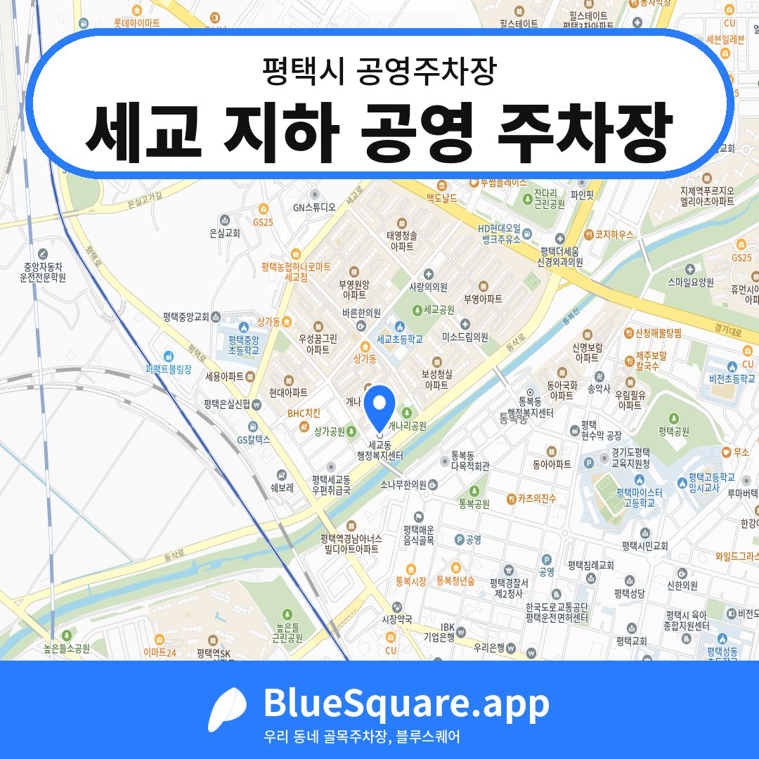 세교 지하 공영 주차장 위치 지도 — 경기 평택시 | 블루스퀘어 주차