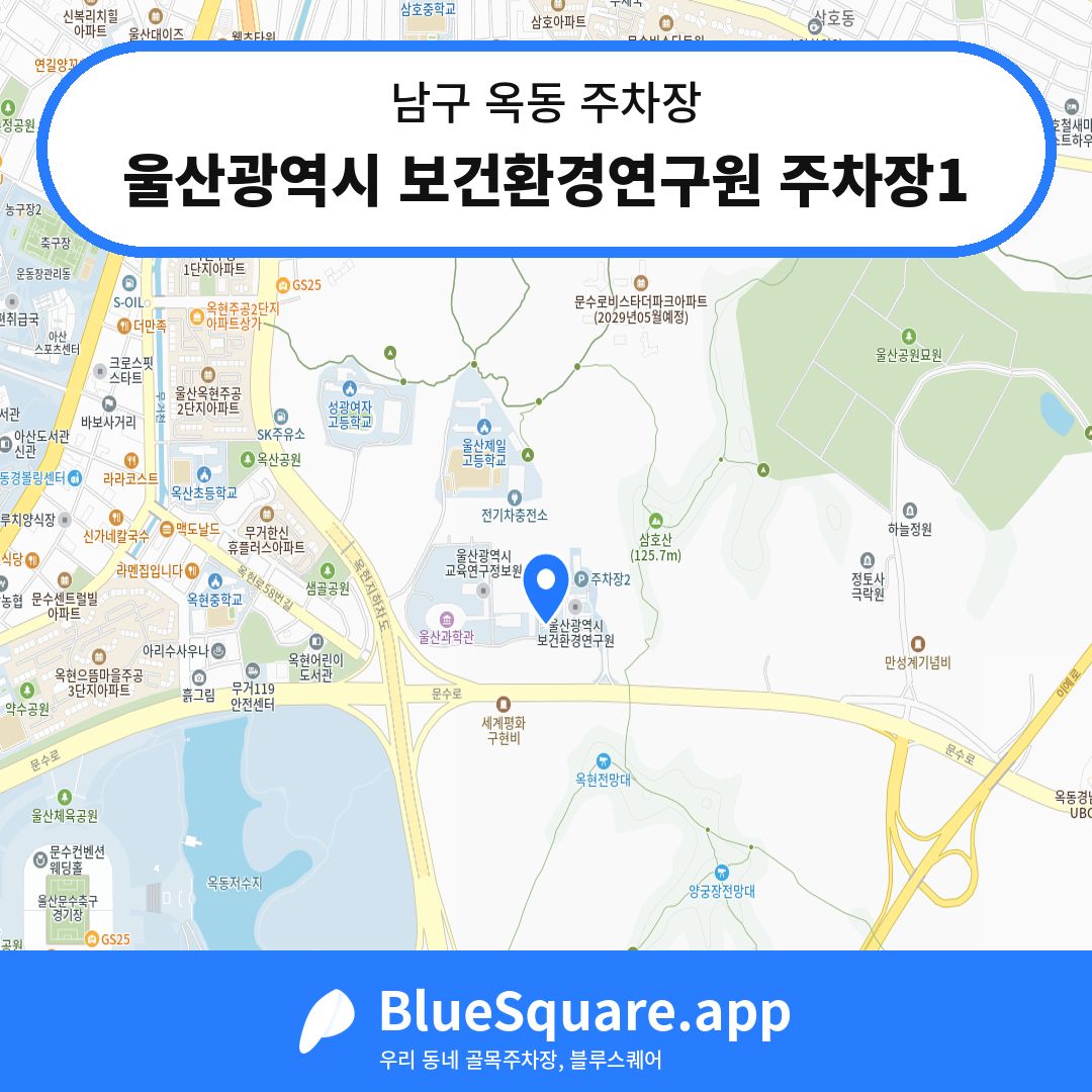 울산광역시 보건환경연구원 주차장1 위치 지도 — 울산 남구 옥동 | 블루스퀘어 주차