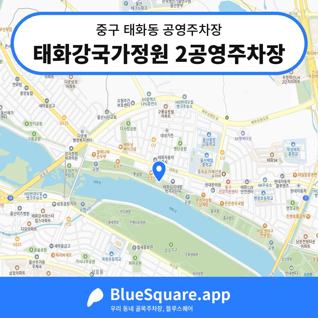 태화강국가정원 2공영주차장 위치 지도 — 울산 중구 태화동 | 블루스퀘어 주차