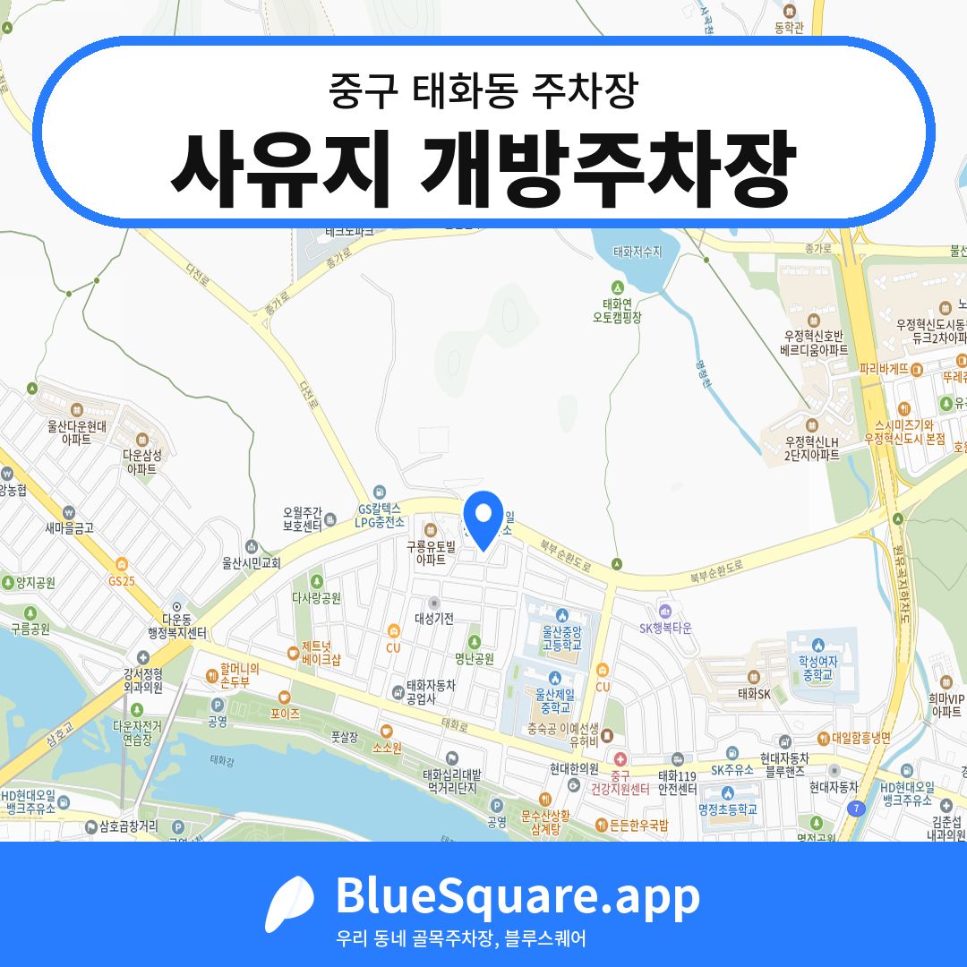 사유지 개방주차장 위치 지도 — 울산 중구 태화동 | 블루스퀘어 주차