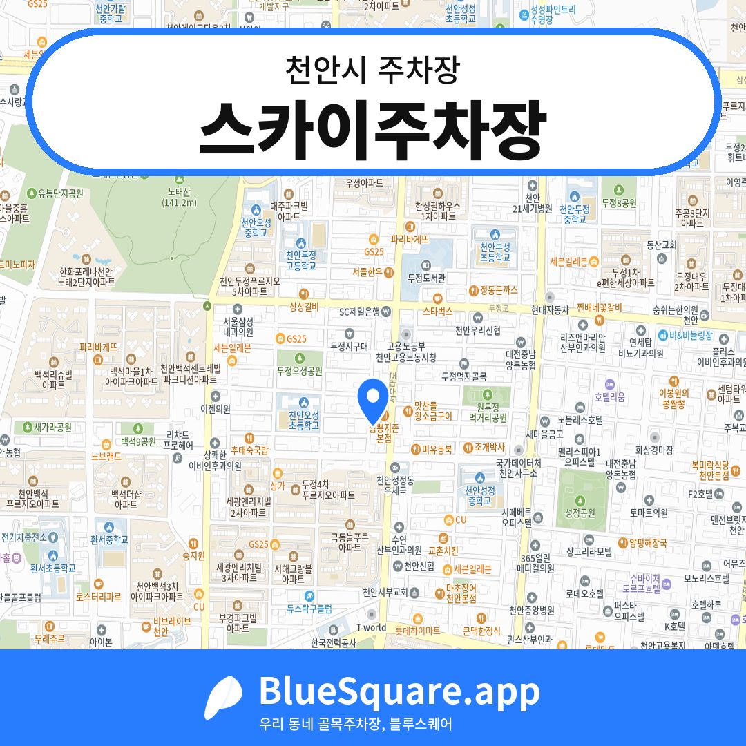 스카이주차장 위치 지도 — 충남 천안시 | 블루스퀘어 주차