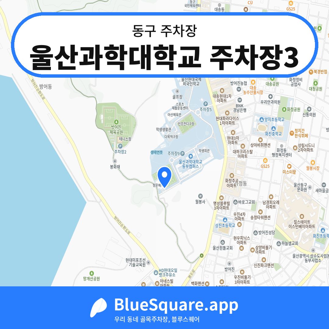 울산과학대학교 주차장3 위치 지도 — 울산 동구 | 블루스퀘어 주차