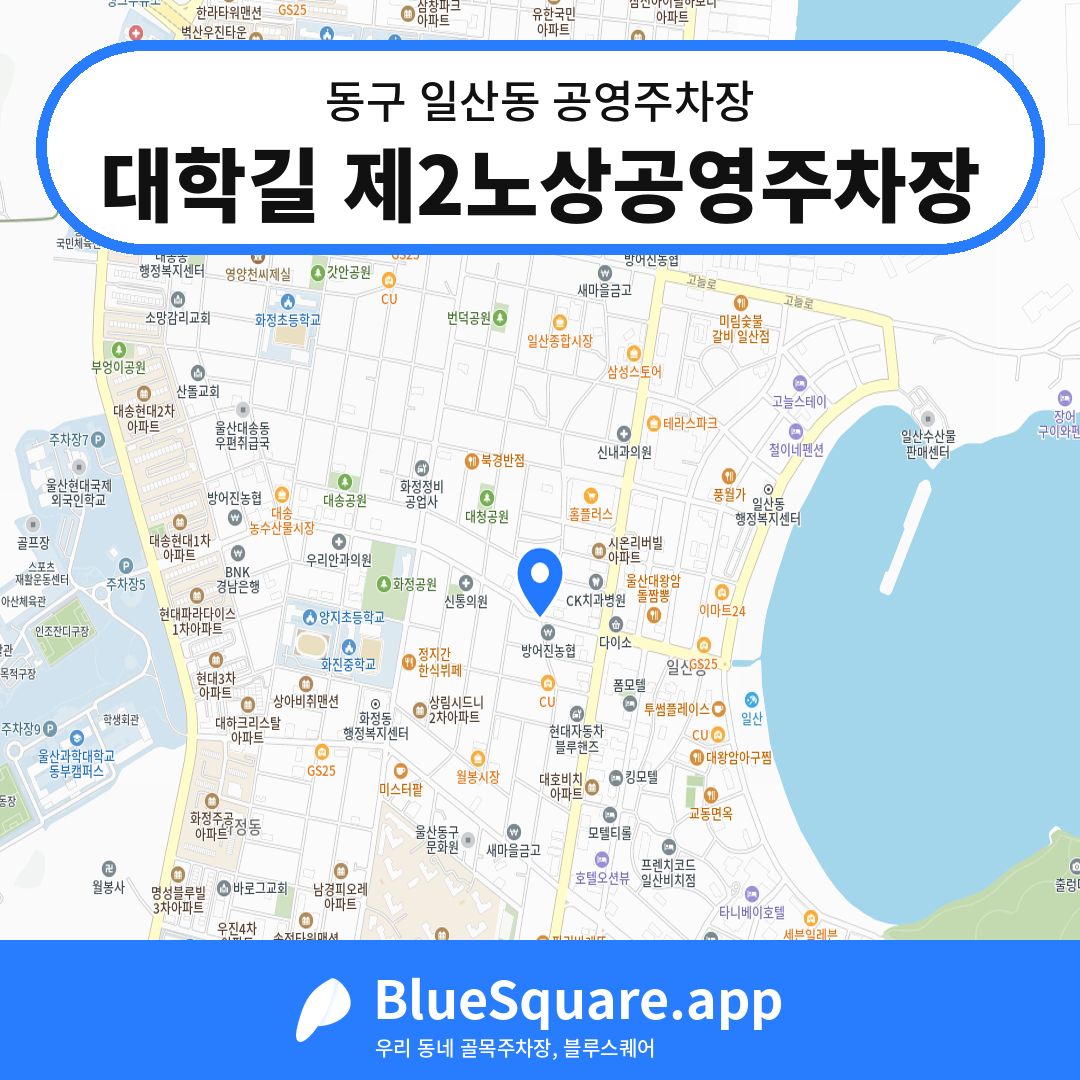 대학길 제2노상공영주차장 위치 지도 — 울산 동구 일산동 | 블루스퀘어 주차
