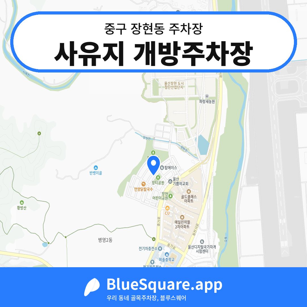 사유지 개방주차장 위치 지도 — 울산 중구 장현동 | 블루스퀘어 주차