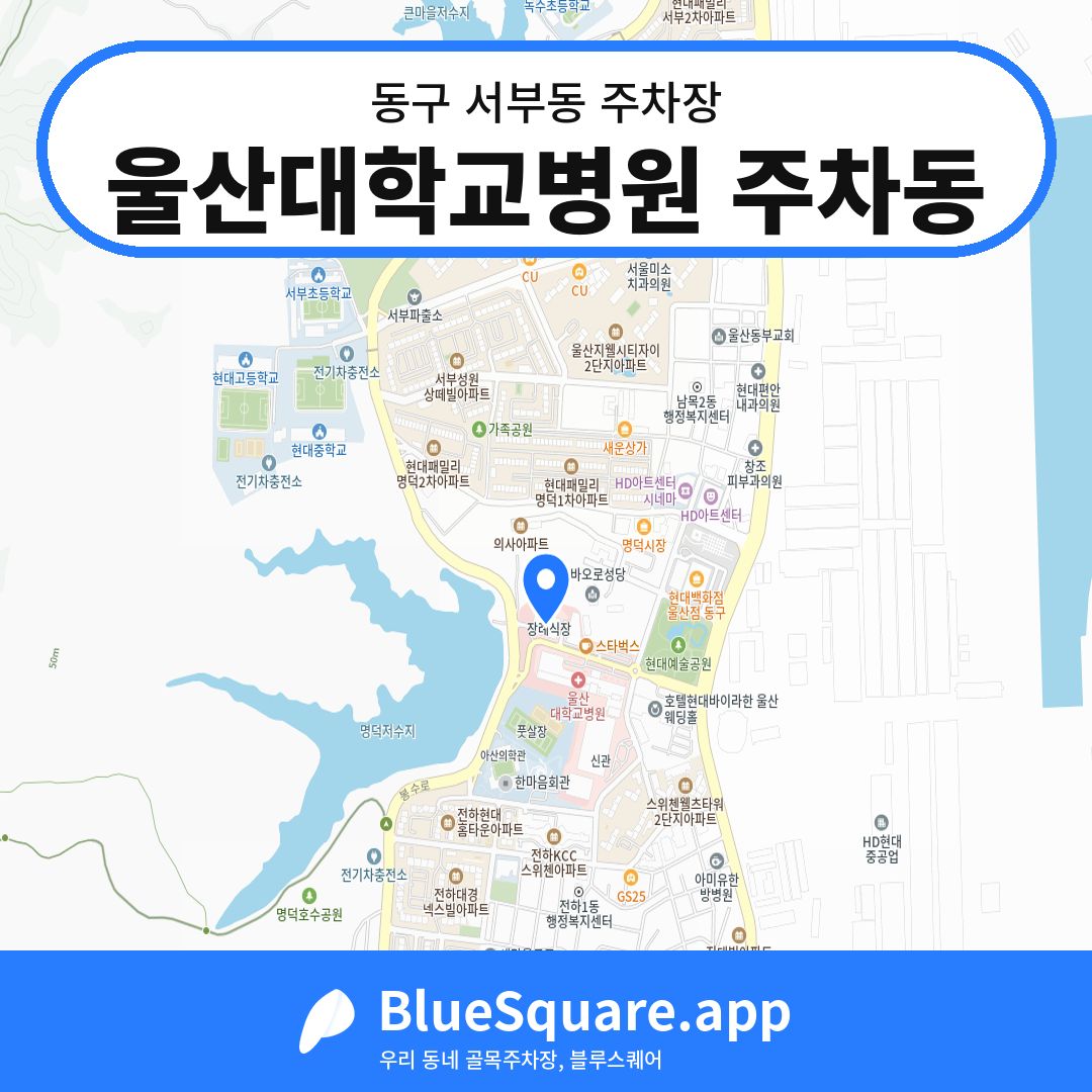 울산대학교병원 주차동 위치 지도 — 울산 동구 서부동 | 블루스퀘어 주차
