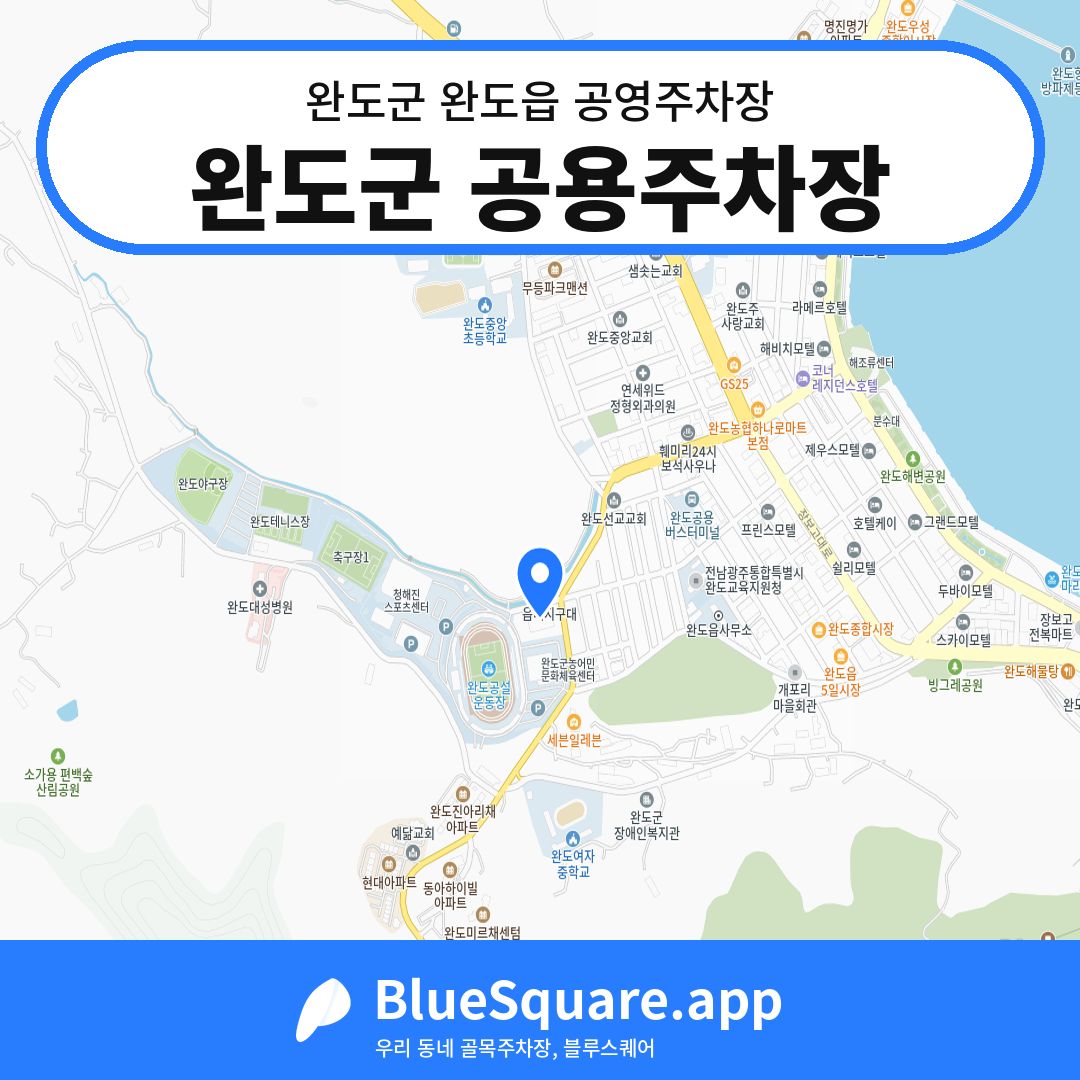 완도군 공용주차장 위치 지도 — 전남 완도군 완도읍 | 블루스퀘어 주차