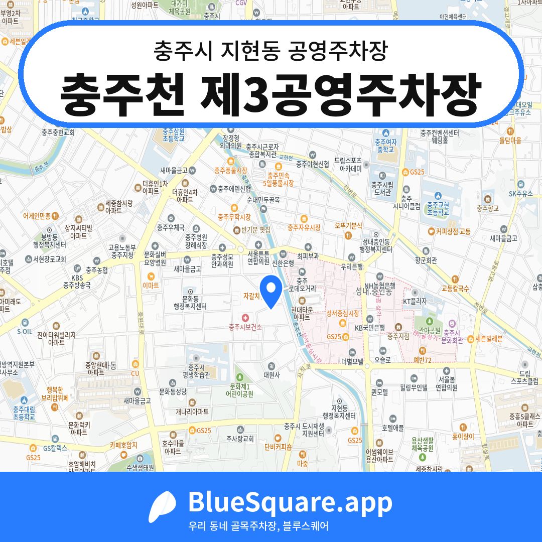 충주천 제3공영주차장 위치 지도 — 충북 충주시 지현동 | 블루스퀘어 주차
