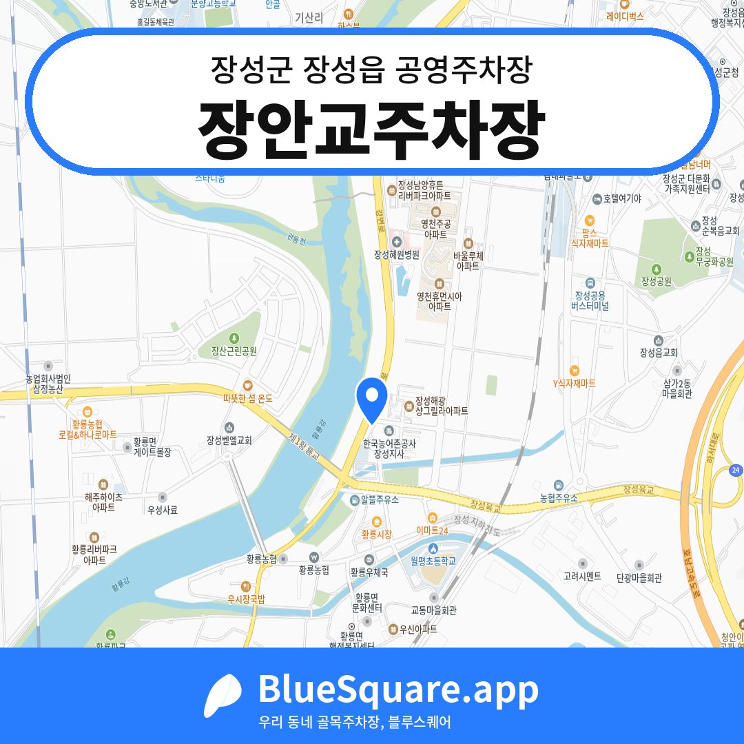 장안교주차장 위치 지도 — 전남 장성군 장성읍 | 블루스퀘어 주차
