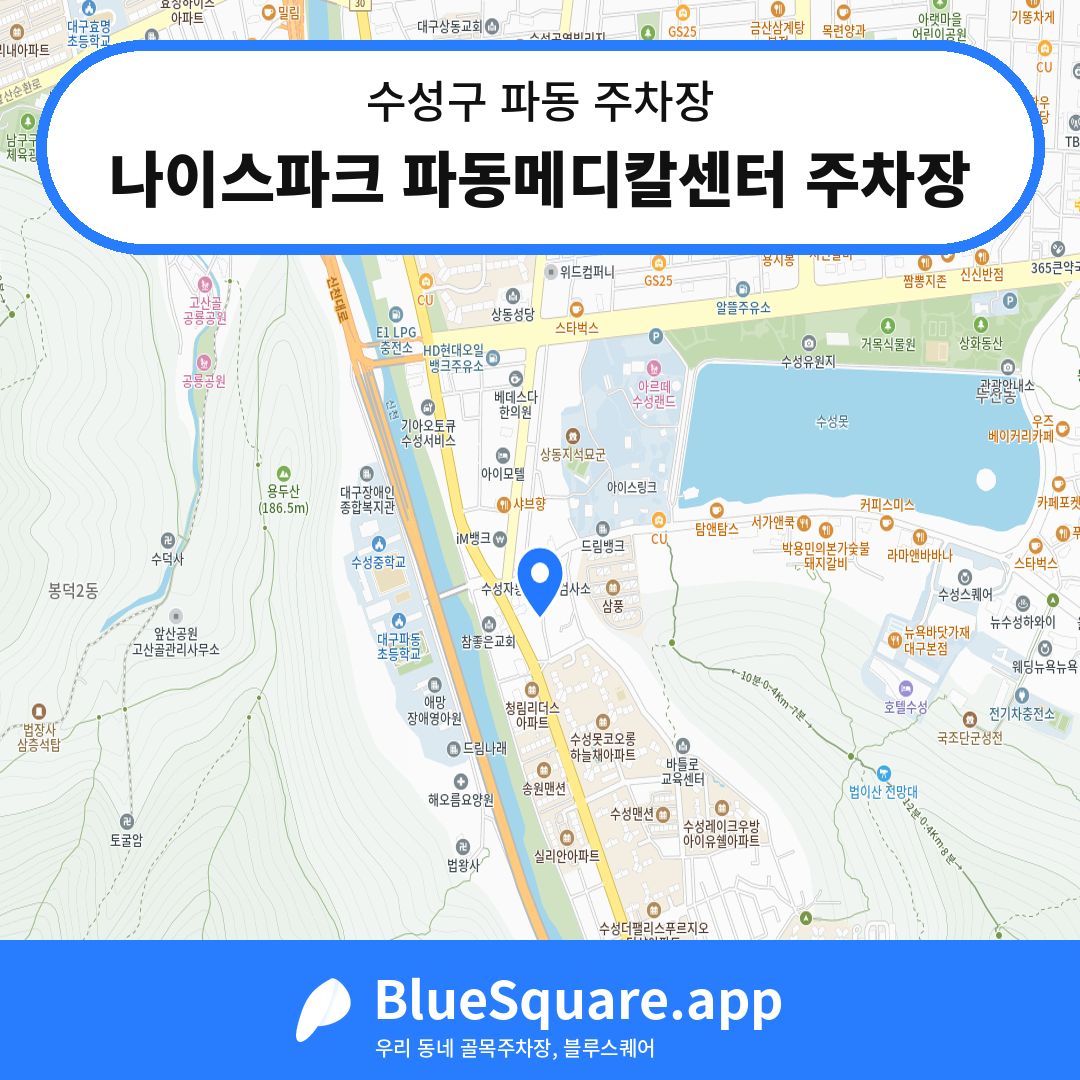 나이스파크 파동메디칼센터 주차장 위치 지도 — 대구 수성구 파동 | 블루스퀘어 주차