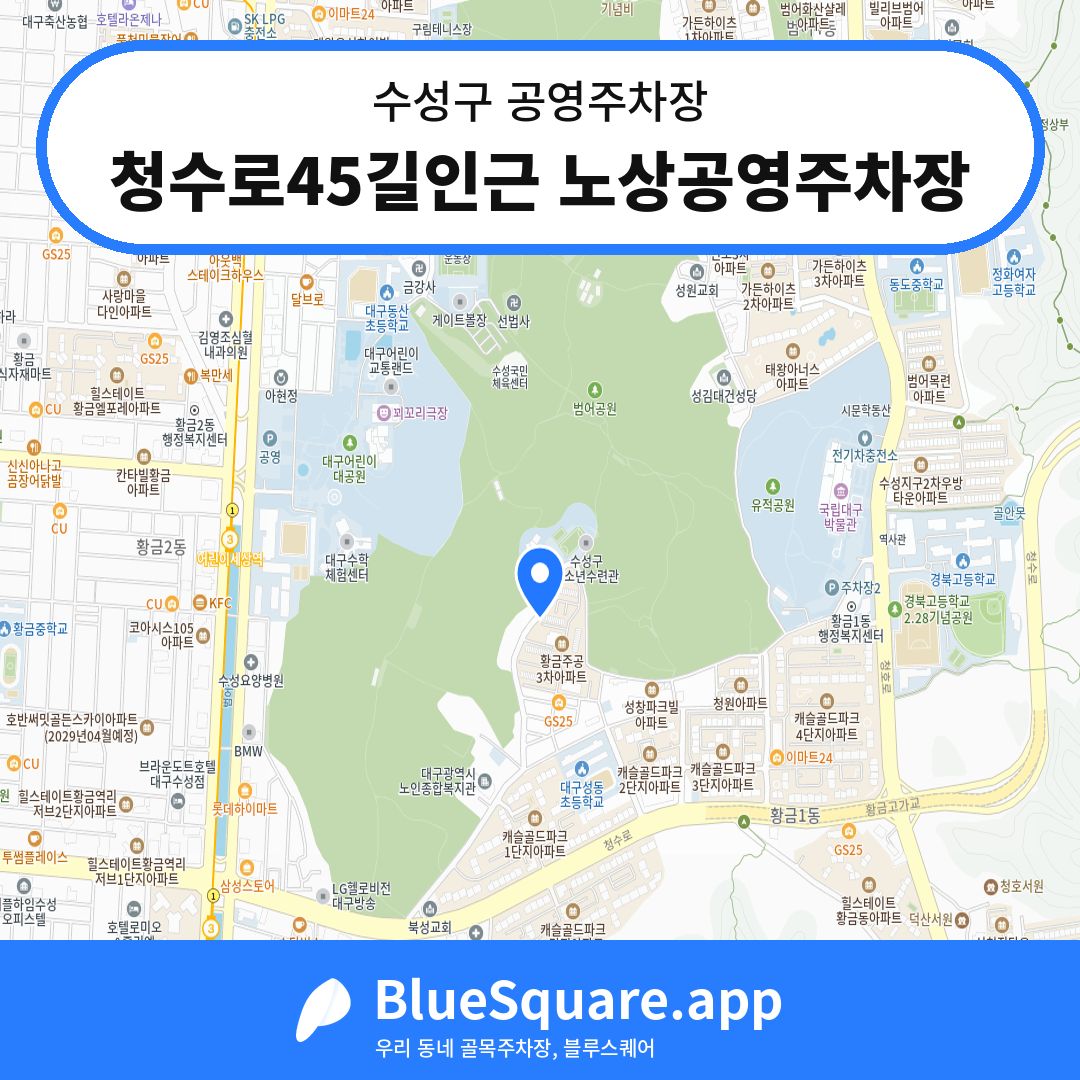 청수로45길인근 노상공영주차장 위치 지도 — 대구 수성구 | 블루스퀘어 주차