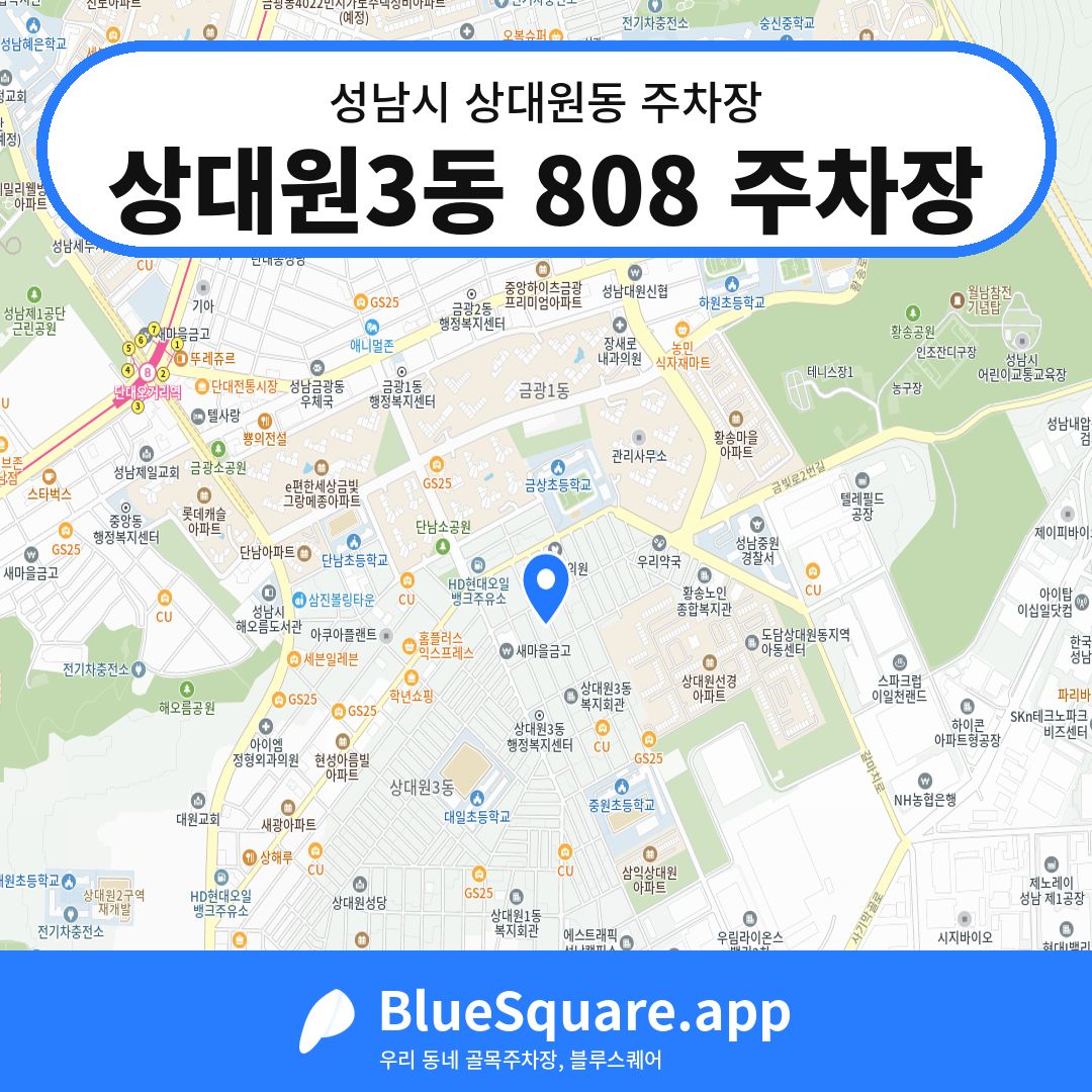 상대원3동 808 주차장 위치 지도 — 경기 성남시 상대원동 | 블루스퀘어 주차