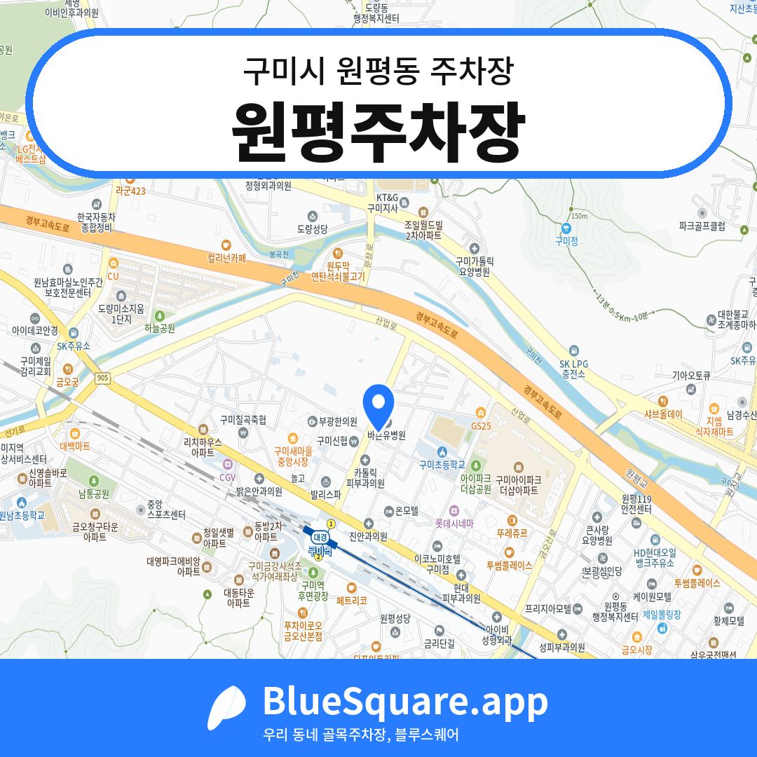 원평주차장 위치 지도 — 경북 구미시 원평동 | 블루스퀘어 주차