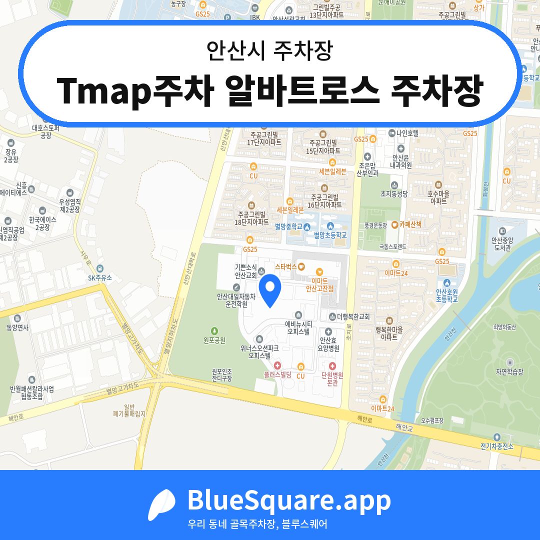 Tmap주차 알바트로스 주차장 위치 지도 — 경기 안산시 | 블루스퀘어 주차