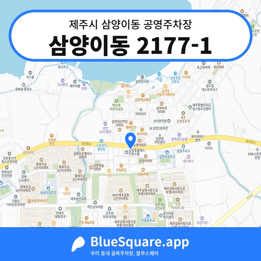 삼양이동 2177-1 위치 지도 — 제주 제주시 삼양이동 | 블루스퀘어 주차