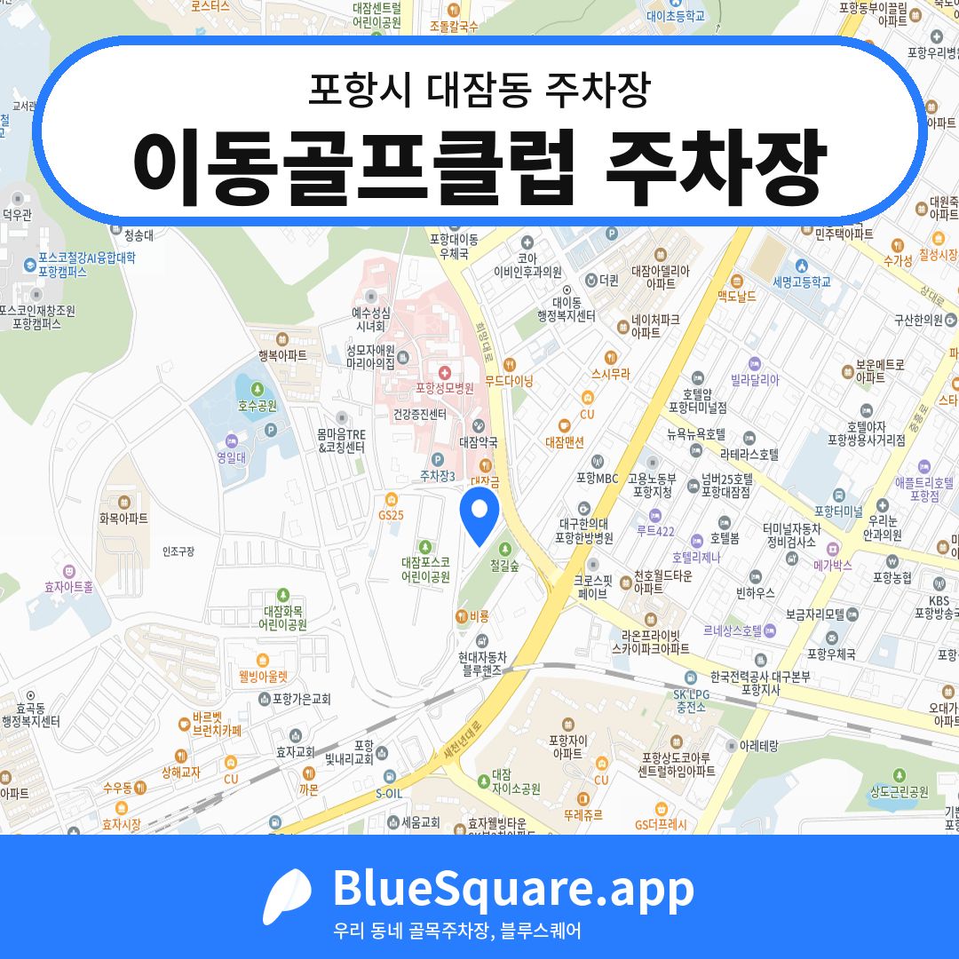 이동골프클럽 주차장 위치 지도 — 경북 포항시 대잠동 | 블루스퀘어 주차