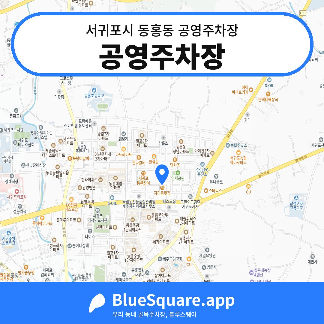 공영주차장 위치 지도 — 제주 서귀포시 동홍동 | 블루스퀘어 주차