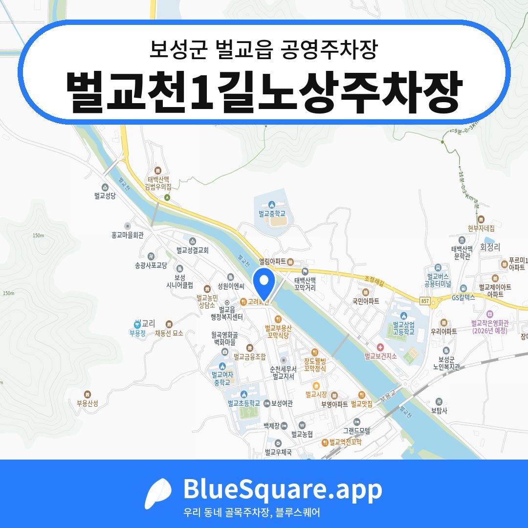 벌교천1길노상주차장 위치 지도 — 전남 보성군 벌교읍 | 블루스퀘어 주차
