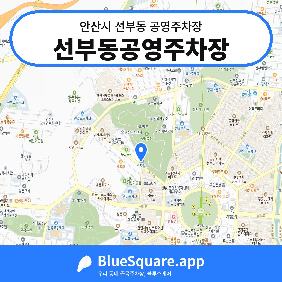 선부동공영주차장 위치 지도 — 경기 안산시 선부동 | 블루스퀘어 주차