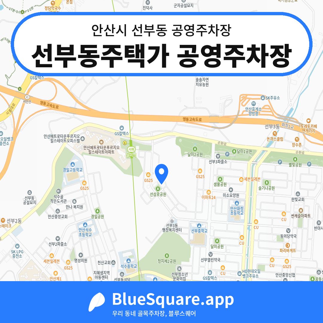선부동주택가 공영주차장 위치 지도 — 경기 안산시 선부동 | 블루스퀘어 주차