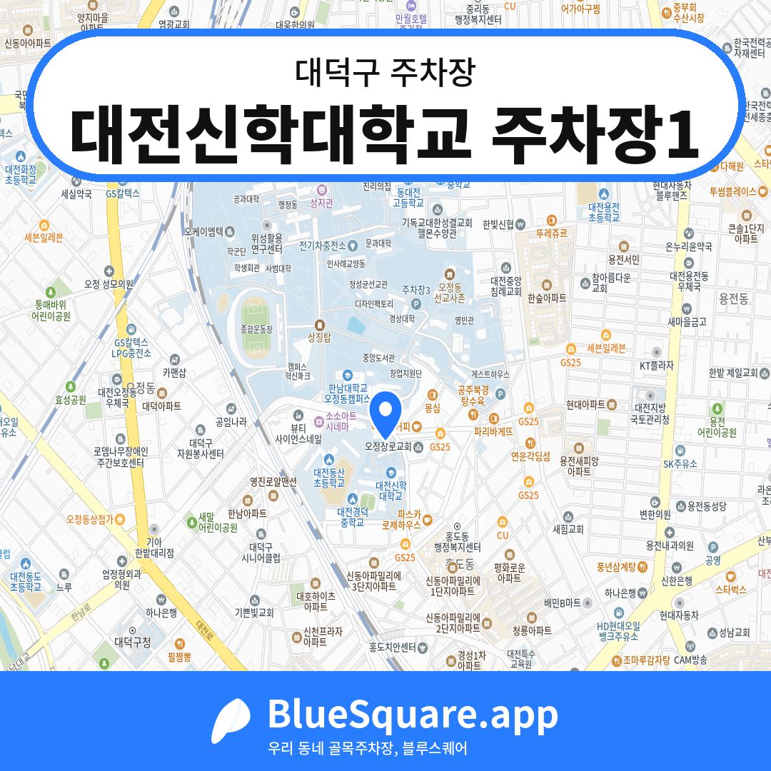 대전신학대학교 주차장1 위치 지도 — 대전 대덕구 | 블루스퀘어 주차