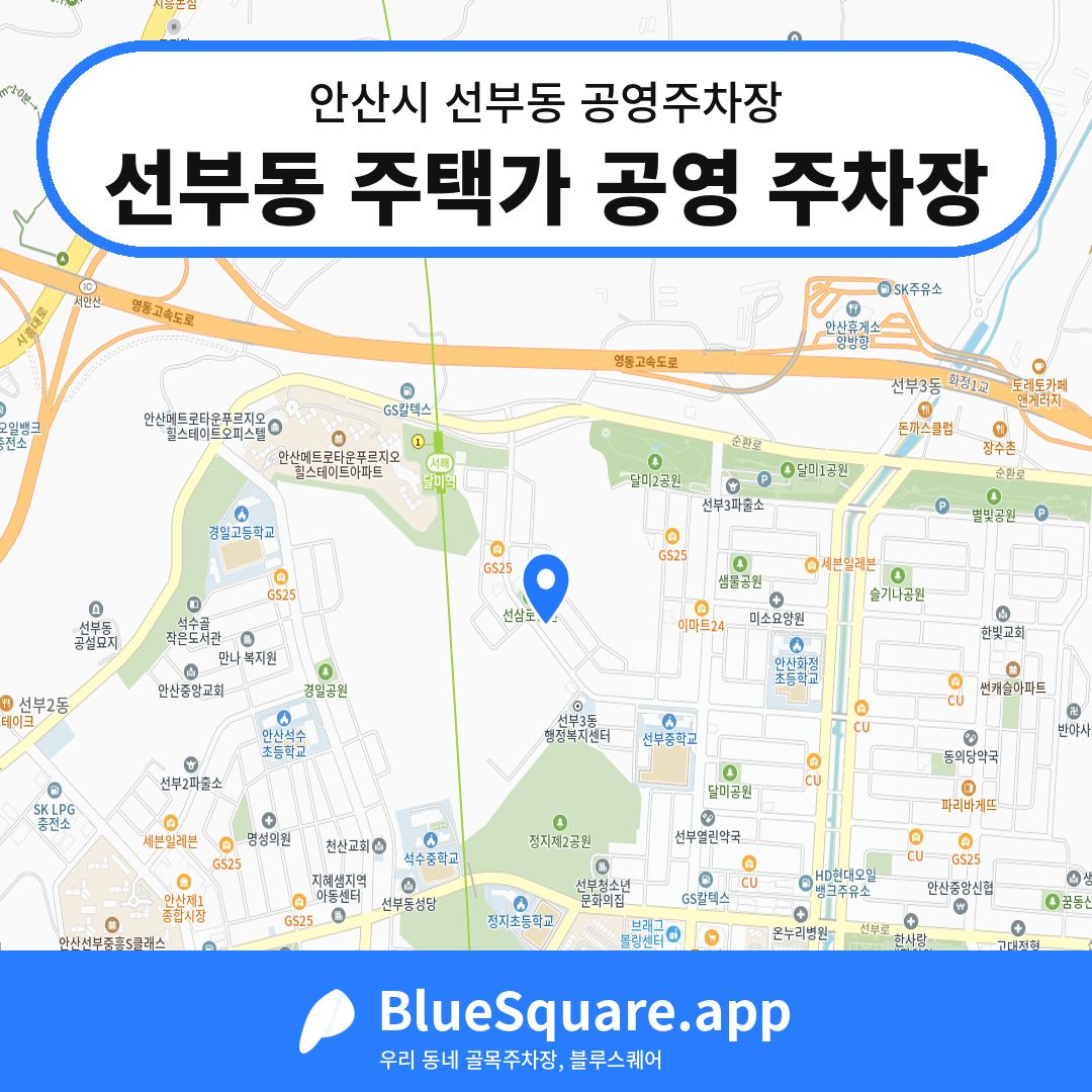 선부동 주택가 공영 주차장 위치 지도 — 경기 안산시 선부동 | 블루스퀘어 주차
