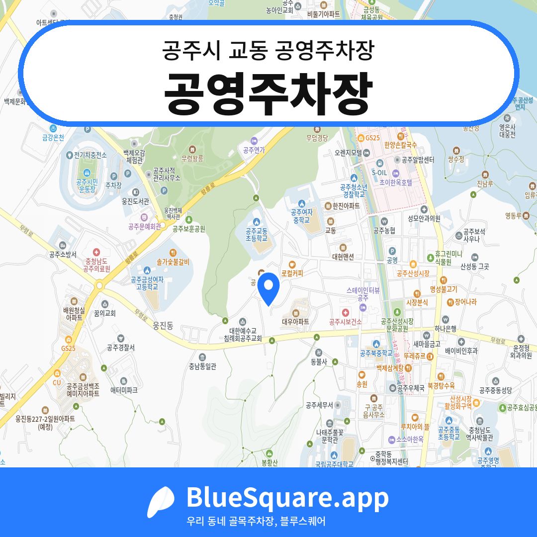 공영주차장 위치 지도 — 충남 공주시 교동 | 블루스퀘어 주차